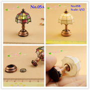 1:12 Dollhouse Accessories Mini Table/Desk Lamp Tiffany LED Light