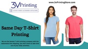 Get Custom T-Shirts Printed in Just One Day at 3v Printing Store!